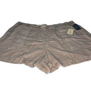 Universal Thread Mid-Rise Linen Blend Utility Pocket Drawstring Brown 4X New!